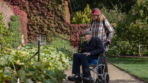 Visitors exploring the Walled Garden at Beningbrough, North Yorkshire